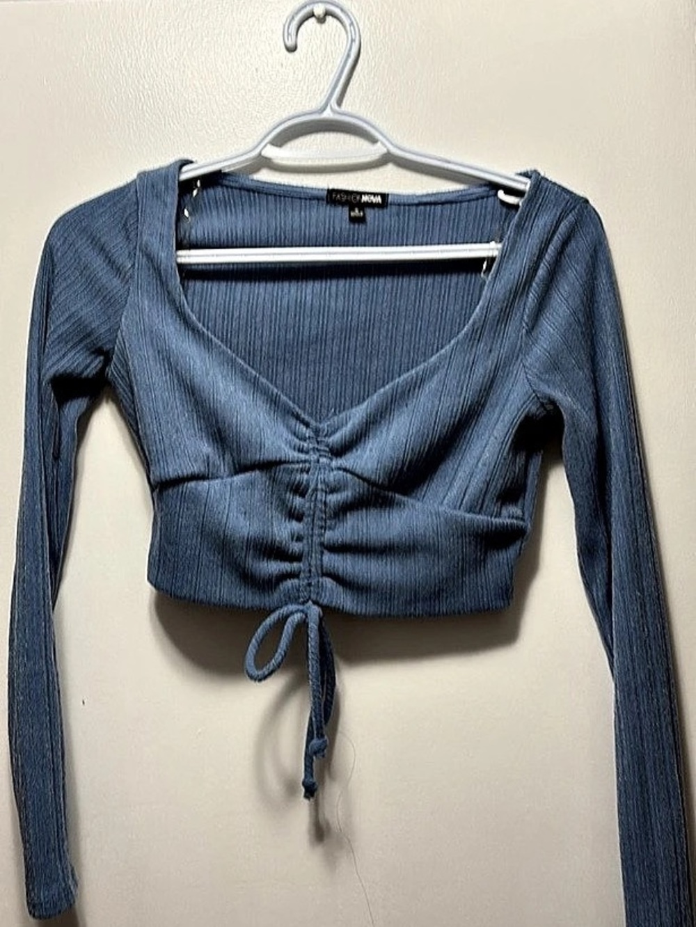 Fashion Nova Josie Ribbed Long Sleeve Set Blue